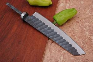 Cuchillo Santoku Hecho a Mano, Hoja en Bruto de Acero al Carbono, Grado DIY, OEM Personalizable, 11 Pulgadas de Longitud Total - Product Image 5