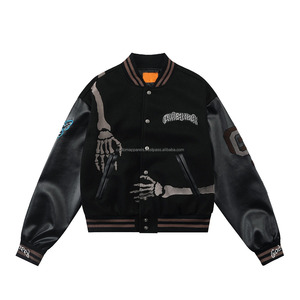 Chaqueta Varsity de Hip Hop para Hombre, Bordada, con Patrón de Letras, en un Solo Paquete - Product Image 4