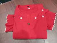 Robe t-shirt en coton western décontracté pour femmes OEM vente en gros broderie évasée bouton sur le devant coupe ample douce pour femme de bureau