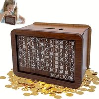 Hucha de dinero de madera de alta calidad, caja de monedas para niños/niños con diseño tallado, caja de Desafío de Ahorro, caja