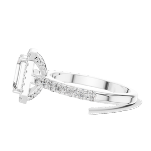 Bague de fiançailles en diamant de laboratoire taille émeraude 1,65 carat avec halo, clarté VVS-VS EF, options or 18 carats et argent, diamant de laboratoire - Product Image 6