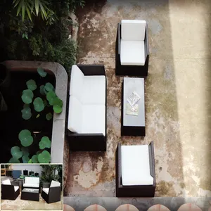 GARDEN FURNITURE - Cheap Outdoor Garden Furniture PE Rattan Outdoor Garden Rattan Sets Black Sofa Waterproof Party Chairs