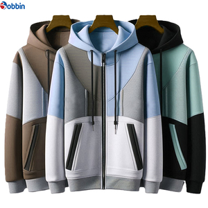 Sweat-shirt à capuche unisexe en coton personnalisé à manches longues et fermeture éclair intégrale pour hommes et femmes, vêtements de sport décontractés avec motif uni - Product Image 3