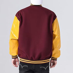 Chaqueta universitaria con mangas de cuero de Color sólido transpirable personalizada para hombre, gran oferta, chaquetas con letras de béisbol en blanco para hombre a la venta 2025 - Product Image 4