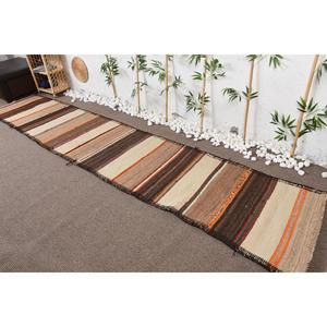 2.7x13.8 ft Rug, Turkish Vintage Runner Rug, <b>Brown</b> Herki <b>Wool</b> Rug - Product Image 2