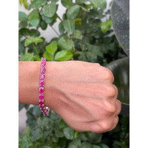 925 Silver Oval <b>Ruby</b> Tennis <b>Bracelet</b> Fashionable and Elegant Jewelry Accessory - Product Image 6