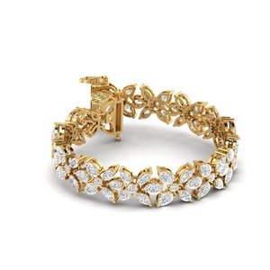 9K Yellow / White / <b>Rose</b> <b>Gold</b> Lab Grown Diamond Floral Bracelet OEM Fine Jewelry - Product Image 1