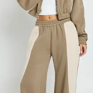 Ensemble de survêtement deux pièces color block pour femme, décontracté et respirant, 2026, avec taille élastique et cordons de serrage pour un ajustement confortable - Product Image 3