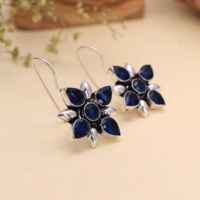 Pendientes Colgantes Florales de Plata Antigua al por Mayor con Circonitas Cúbicas, Engaste Étnico, Joyería Hecha a Mano, Regalo para Mujer, Fiesta, Venta al por Mayor