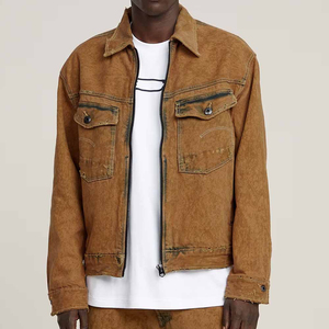 แจ็กเก็ตยีนส์ Trucker สไตล์วินเทจสีน้ำตาลเสื้อโค้ทผ้ายีนส์ย้อนยุคซักได้เสื้อโค้ทใส่ทำงานลำลองแนวสตรีทแจ็กเก็ตแฟชั่น - Product Image 5
