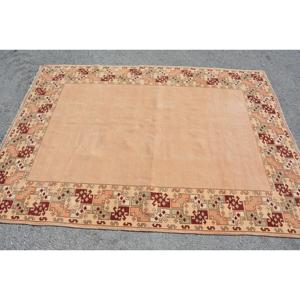 5x6.8 ft Rug, Vintage Turkish Area Rug, <b>Brown</b> <b>Wool</b> Rug - Product Image 3