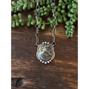 Collier pendentif artisanal Navajo en turquoise Black Jack et argent sterling - Product Image 2