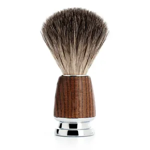 Wholesale Shaving Brush Men's Synthetic Hair Wooden Handle Beard Brush Shave Silver And Resin Handle