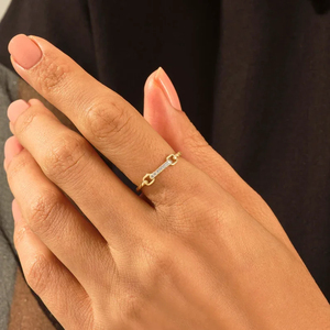 Anillo de Boda de Diamante Moissanite de Corte Redondo de Lujo, Clásico, Chapado en Oro de 18 Quilates, Media Eternidad, Unisex, Elegante Regalo para Ella - Product Image 5