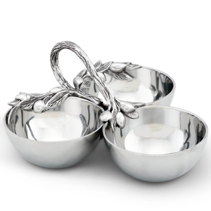 Bols à fruits et à salade créatifs en acier inoxydable artisanaux avec motifs floraux bols à noix de surface de marteau pour bars et tables - Product Image 2