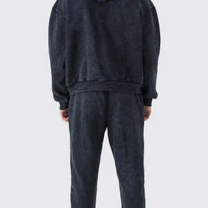 Sudadera con capucha personalizada Unisex diseñador bordado terciopelo chándal liso hombres pulóver chándales personalizar ácido lavado chándal - Product Image 4