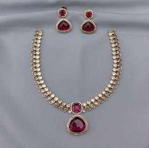 Conjunto de collar con acabado mate de CZ de alta calidad para niñas, joyería de lujo para mujeres con pendientes, conjunto de collar simple y único, ropa de fiesta - Product Image 1