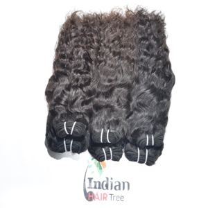 100% Naturel Remy Cuticule Aligné Vierge Noir Couleur Soyeux Bouclés Bundles Non Transformés Temple Indien Tissage Extensions de Cheveux Humains - Product Image 3