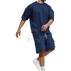 Ensemble de vêtements décontractés pour hommes en taille plus, respirant, à séchage rapide, 2 pièces, t-shirt à manches courtes ample, short, col rond, léger, pour l'entraînement en salle de sport - Product Image 1