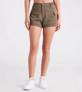 Shorts cargo pour femmes à taille haute et boutons, style décontracté, poche de style urbain, nouveauté 2025 - Product Image 4