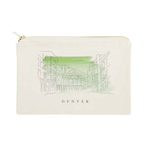 Sac cosmétique en lin écologique Denver, organiseur de maquillage portable en toile de coton avec fermeture éclair, logo personnalisable - Product Image 1