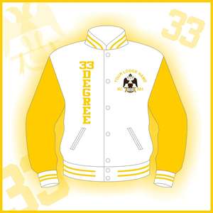 33' DEGREE VARSITY JACKET YELLOW SLEEVES-PURE LEATHER-HSE - Product Image 4