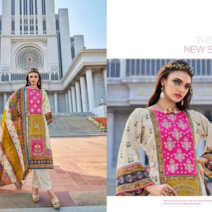 Collection de salwar kameez pour femmes, imprimé de créateur en coton exclusif avec travail manuel, disponible en gros pour les occasions spéciales - Product Image 1