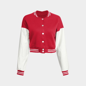 OEM Custom Logo <b>Women</b> Streetwear Blank Plain Baseball Crop <b>Jackets</b> Customized <b>Women's</b> Varsity <b>Jacket</b> for Your Brand - Product Image 1