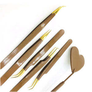 Pinzas de extensión de pestañas de acero inoxidable de alta calidad logotipo personalizado punta puntiaguda Color sombreado puntas de volumen tarifa al por mayor - Product Image 3