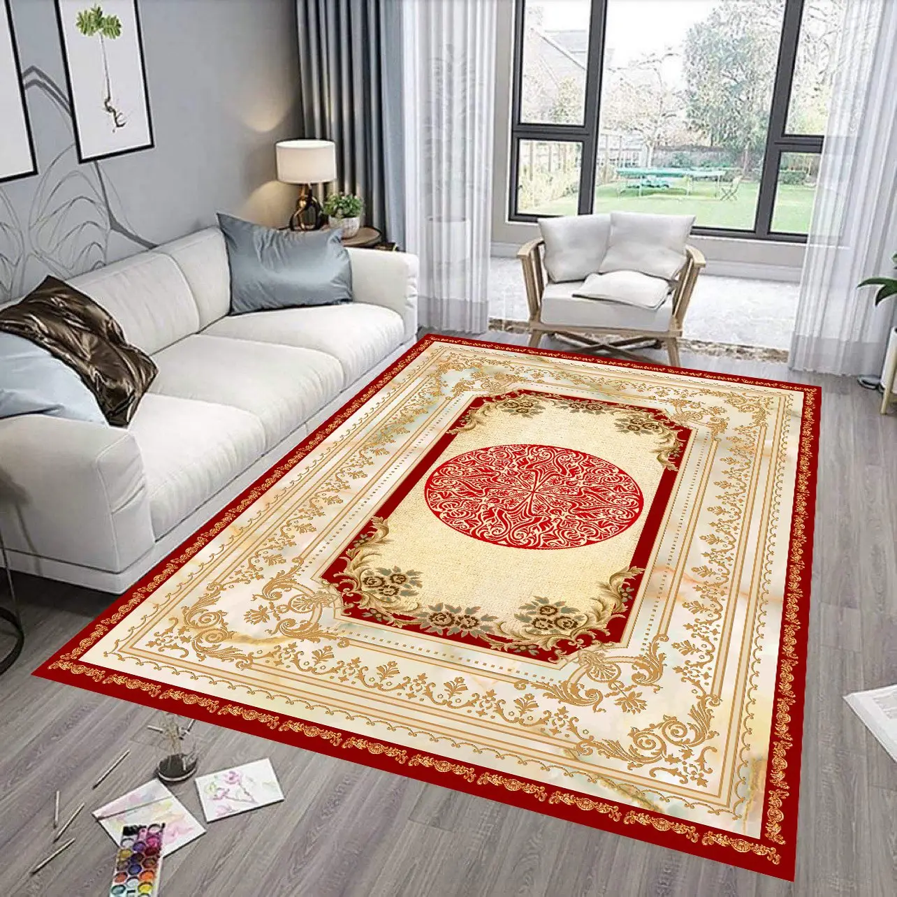 שטיח יוקרה מודרני 5D עיצוב חד לסלון רחיץ וניתן להפיכה במחיר זול