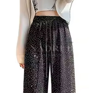 Mejor calidad transpirable color personalizado mujeres strass pantalón nueva moda gran oferta ropa de calle - Product Image 4
