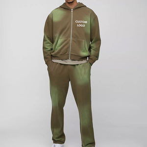 Conjunto Deportivo Personalizado de Estilo Urbano con Rayas, Sudadera con Capucha y Pantalones Deportivos con Efecto Deslavado Ácido para Hombre - Product Image 6