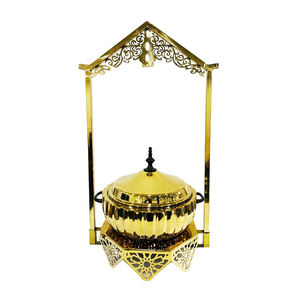 Le plus étonnant des plats chauds chauffe-plats plaqué or brillant chauffe-plats arrondi avec base de support de forme carrée pour l'utilisation de mariage - Product Image 2