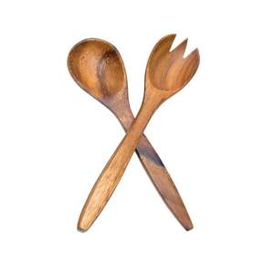 Serveur à salade en bois de mangue avec poignée ronde galvanisée, 100 % alimentaire, écologique, passe au lave-vaisselle, pour la maison et la table de mariage - Product Image 3