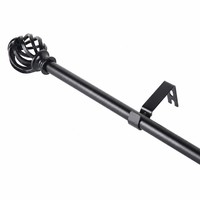 Tringle à rideau en métal noir mat robuste à fixation murale avec embout décoratif en forme d'orb pour chambre à coucher