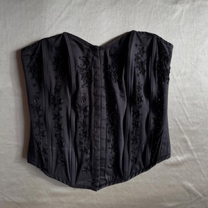 2025 New Style Satin <b>Underbust</b> <b>Corset</b> Quality Adjustable Lacing with Beads Decoration Thin Wholesale Private Label - Product Image 1