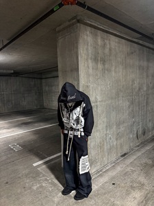 Sudaderas con capucha personalizadas para hombre con forro de satén pesado de 100% algodón 400-600 GSM con cremallera cuadrada bordada 100% algodón - Product Image 5