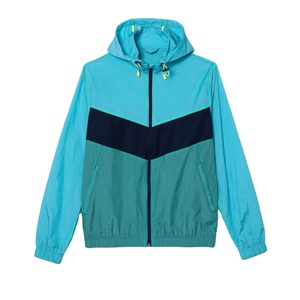 Veste coupe-vent respirante décontractée à la mode en gros imperméable à l'eau à blocs de couleur pour hommes grande taille en toile à capuche pour l'extérieur - Product Image 1