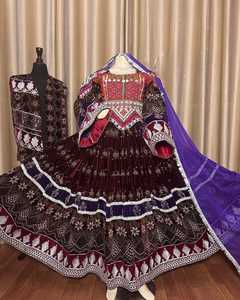 ชุดเดรสสไตล์อัฟกานิสถานแขนยาวสำหรับผู้หญิงเดรสวินเทจของชาวอัฟกานิสถานงานปัก2025คอสูงงานปักลวดลายเรียบง่ายล่าสุดของชนเผ่า - Product Image 2