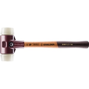 Marteau à tête souple SIMPLEX de 405 mm de longueur, diamètre de la tête de 60 mm, bois dur, nylon blanc, pour travaux métalliques par HALDER - Product Image 1