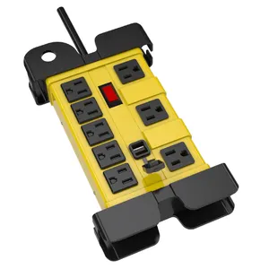 8 Outlet 2USB Surge Protector Power Strip with USB Charging Ports 300 Joules with 6 Foot Power Cord in Yellow