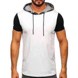 100% algodón gimnasio alta calidad impresión en blanco barato y Camisetas manga corta con capucha transpirable - Product Image 6