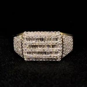 Hip Hop de moda para hombre Iced Out Yellow Gold Full VS Lab Grown Diamond Round Diamond Hip-hop Style Ring del fabricante indio - Product Image 3
