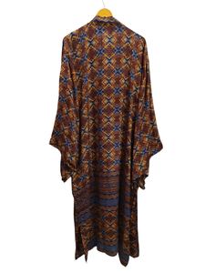 Longueur de cheville Robe en soie Robe multicolore Robe de nuit Robe indienne Vintage soie recyclée Sari Kimono, - Product Image 5