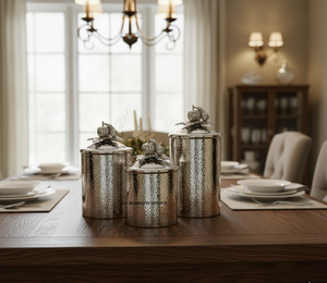 Hammered Silver Luxury Tea <b>Canister</b> Handmade Stainless Steel Buckle Lid Bottled Home Kitchen Eco-Friendly European Containers - Product Image 3