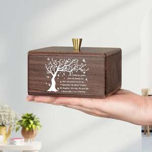 โกศใส่เถ้ากระดูกทำจากไม้วอลนัททำมือสำหรับขี้เถ้าของมนุษย์ต้นไม้แห่งชีวิตที่ระลึกสำหรับงานศพขี้เถ้าผู้ชายผู้หญิงเด็ก - Product Image 6