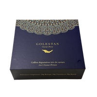 Boîte cadeau rigide de luxe classique noire grande boîte de présentation magnétique pour emballage de caviar avec insert en mousse noire