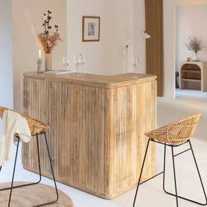 Armoire à vin et comptoir de bar en bois de manguier au design moderne de style occidental pour la maison, l'extérieur et les cafés - Product Image 1