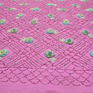 Tissu de dentelle perlée lourde de luxe 2024 dentelle de tulle français brodée à la main de haute qualité - Product Image 1