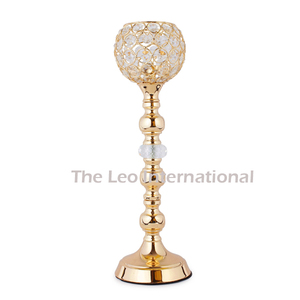 Bougeoir en cristal plaqué or fait à la main, style Noël et mariage, porte-bougie en métal, matériau en aluminium - Product Image 4